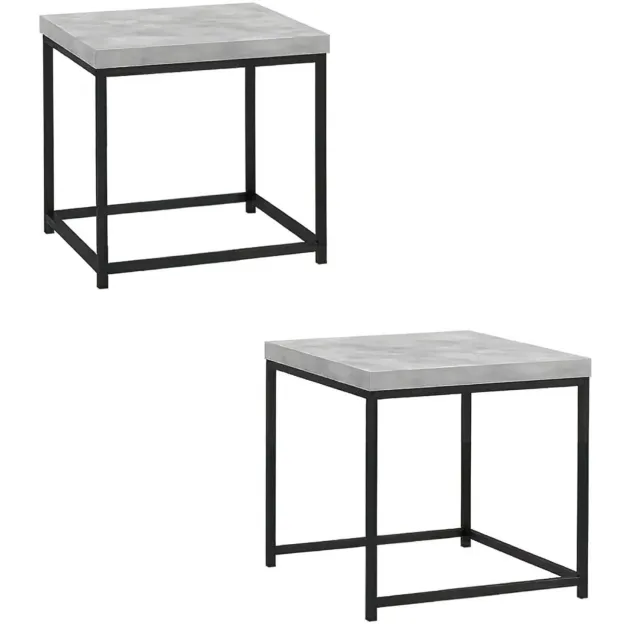 SONNENH Bijzettafels set van 2 - Nestbaar - Spaanplaat en staal - Grijze steenlook / Zwart