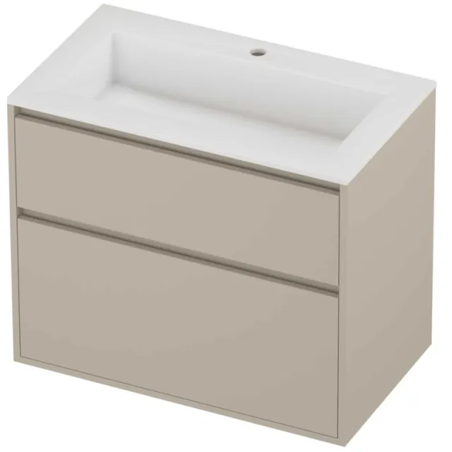 Proline Aristo Badmeubelset Polystone Elegant 1 Gat 80x46x67 cm Glans Wit Soft Linen Beige
