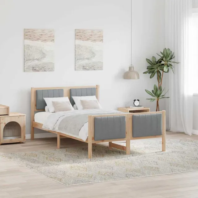 vidaXL Bedframe Bruin en lichtgrijs 120 x 200 cm Massief grenenhout