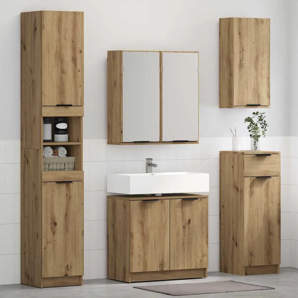 vidaXL Badkamerkastenset 2 st Artisan Eiken Bewerkt hout, foto 3