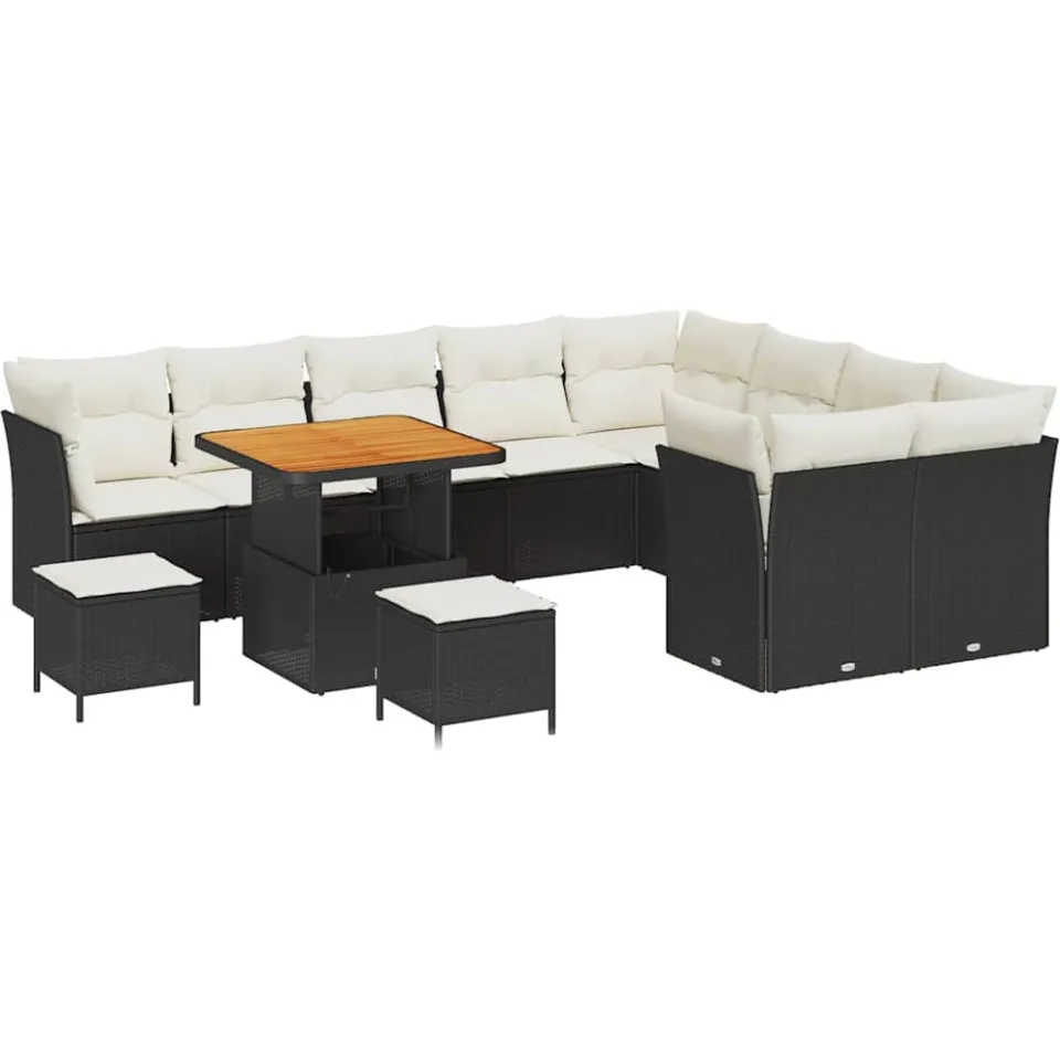 vidaXL Tuinbankenset 12 st Zwart poly rattan