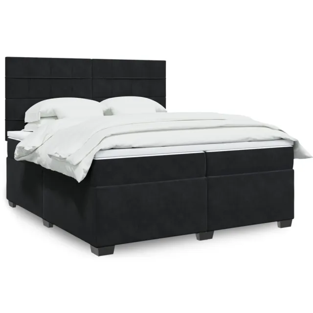 vidaXL Boxspring met matras fluweel zwart 200x200 cm