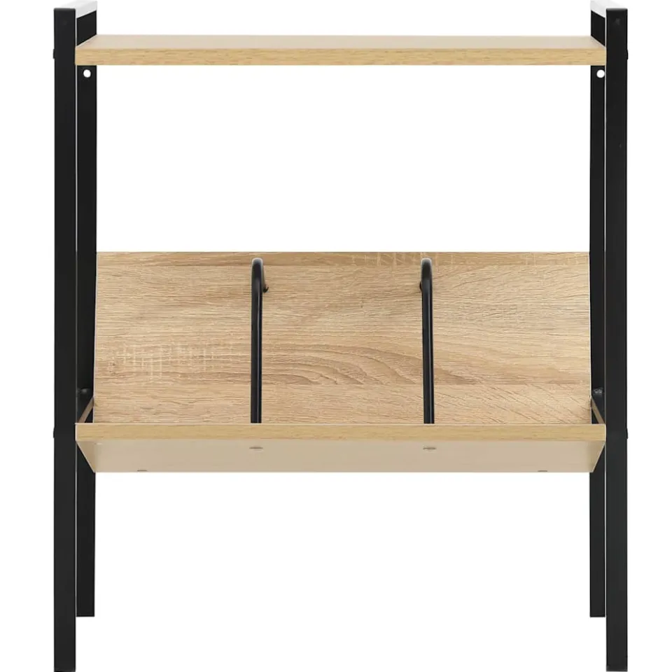 vidaXL Boekenkast 2 schappen 52x28x59 cm bewerkt hout zwart en eiken, foto 2