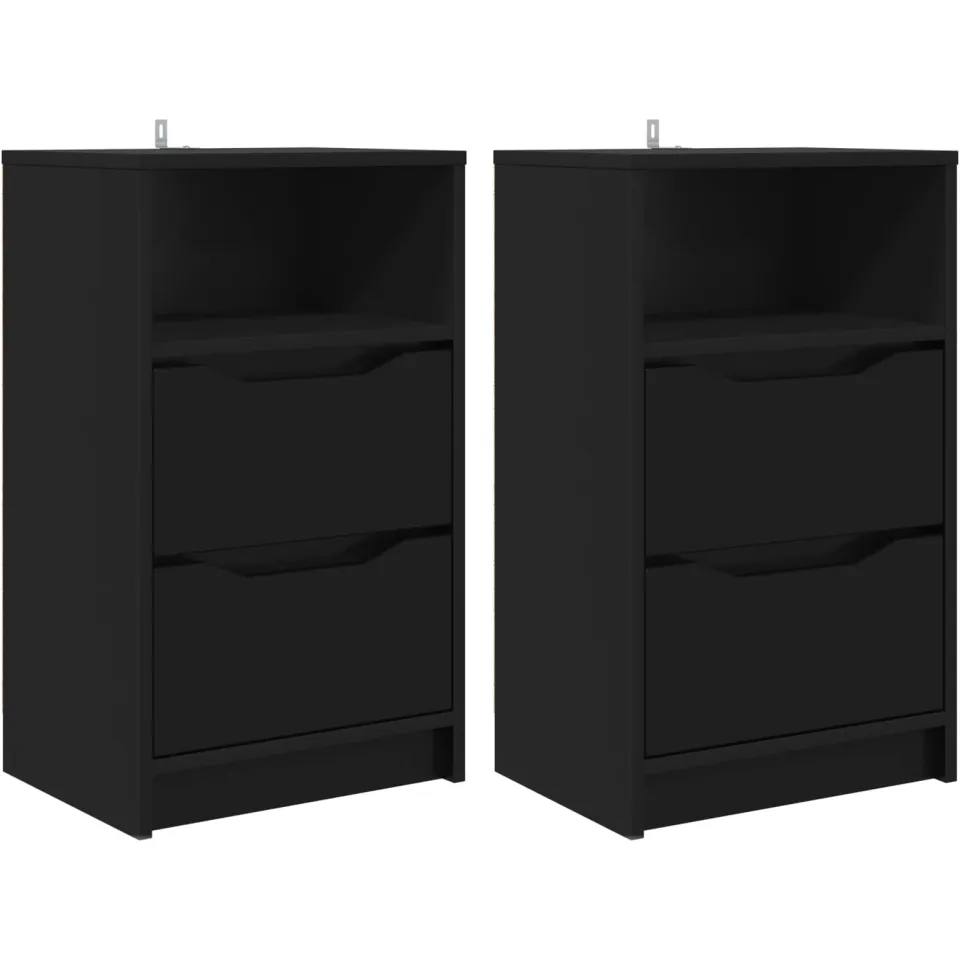 vidaXL Nachtkastjes 2 st Zwart 40 x 30 x 67 cm Bewerkt hout, foto 3