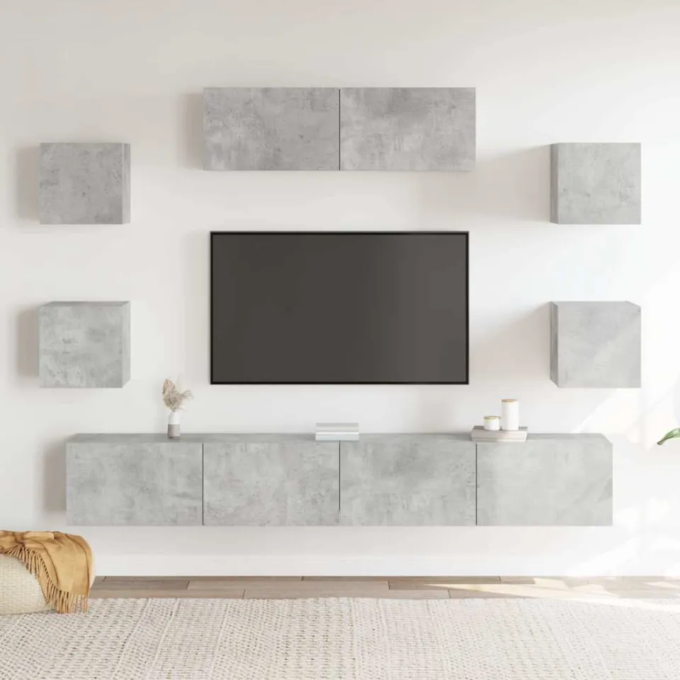 vidaXL 7-delige Tv-meubelset bewerkt hout betongrijs grijs, foto 3