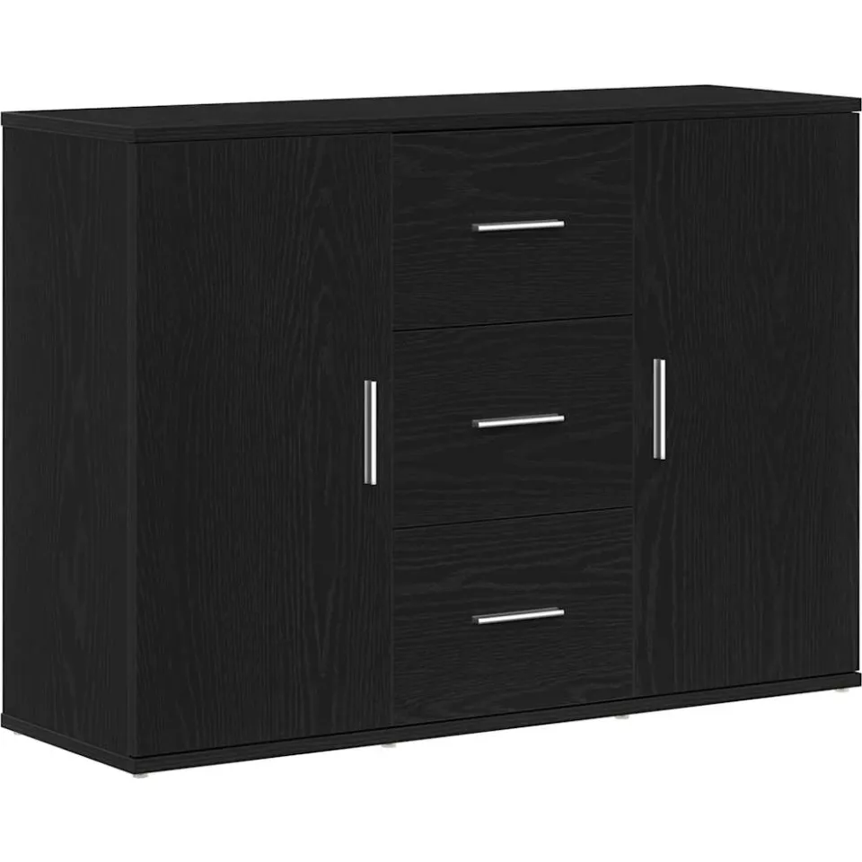 vidaXL Dressoir 91x29,5x65 cm spaanplaat zwart eikenkleurig