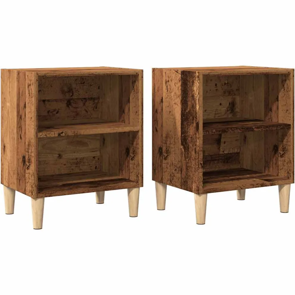 vidaXL Nachtkastjes 2 st 40x30x50 cm bewerkt hout oud houtkleurig bruin, foto 3