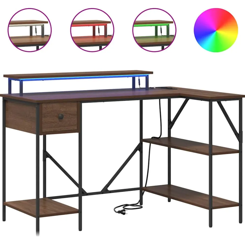 vidaXL Bureau Bruin Eiken 120 x 79 x 86,5 cm Bewerkt hout, foto 4