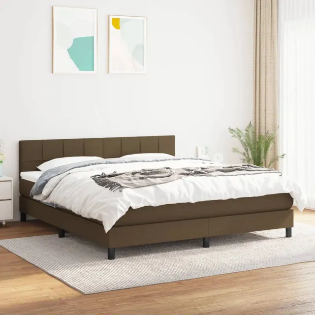 vidaXL Boxspring met matras stof donkerbruin 160x200 cm bruin