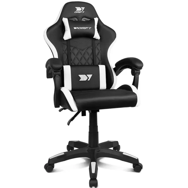 Duraxl Bureaustoel - Kunstleer - 60 x 105-117 cm - Zwart/wit