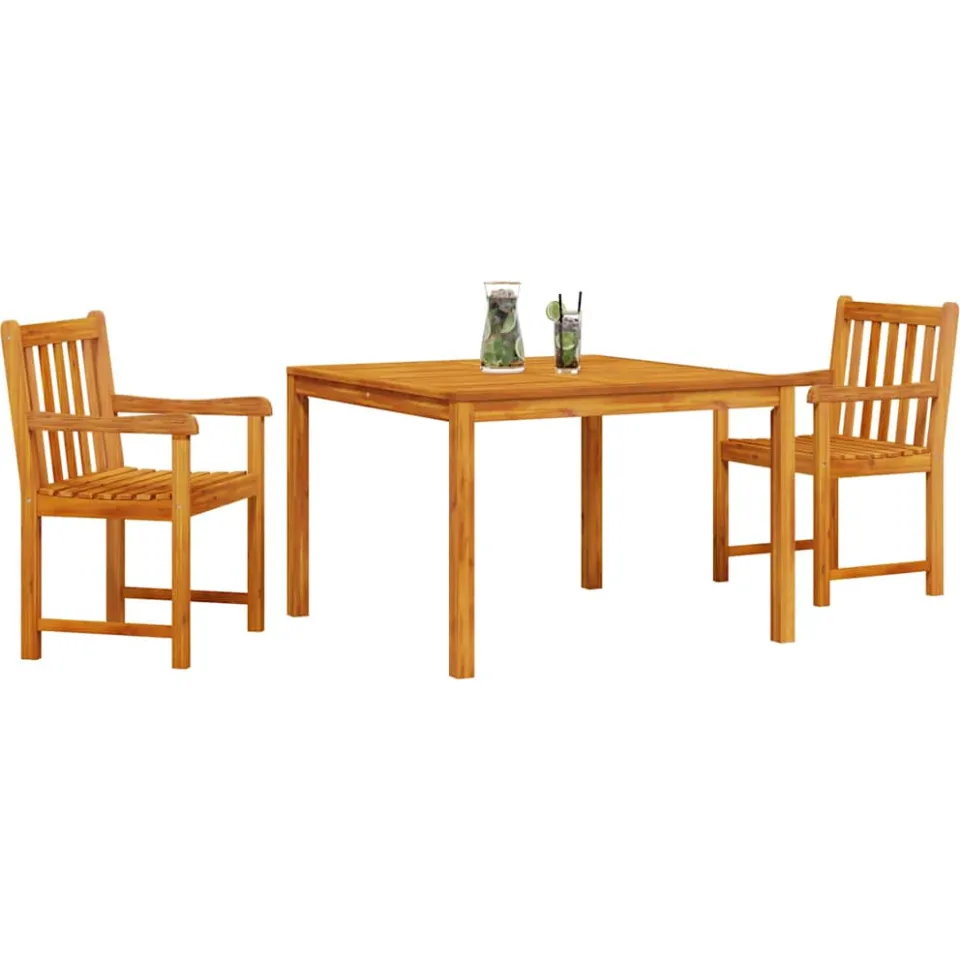 vidaXL Tuin eettafelset 3 st Bruin Massief acaciahout