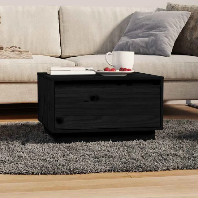 vidaXL Salontafel 55x56x32 cm massief grenenhout zwart, foto 2