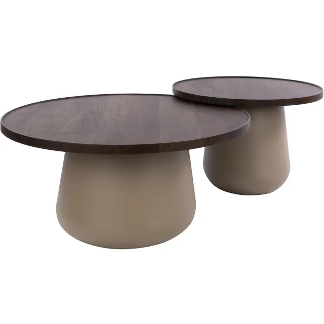 Set van 2 - Nest of Nora Salontafels Baro - Rond - Beige / ronde salontafel set / bijzettafel
