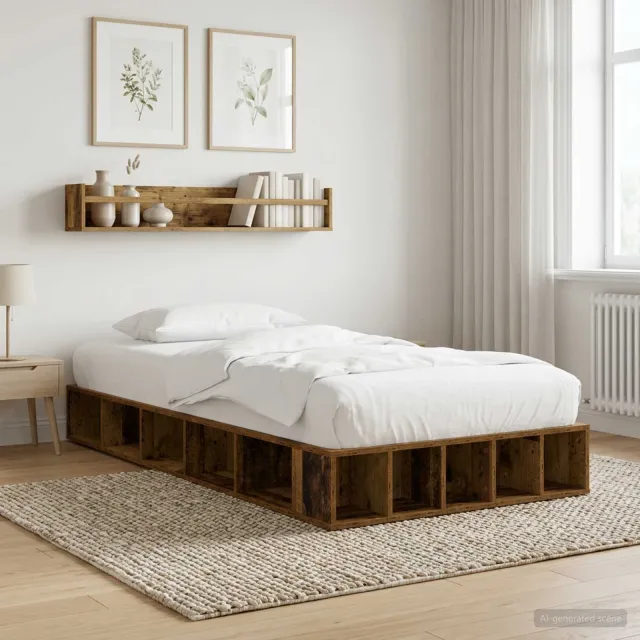 vidaXL Bedframe met opslag met plank Oud hout 80 x 200 cm Bewerkt hout Bruin