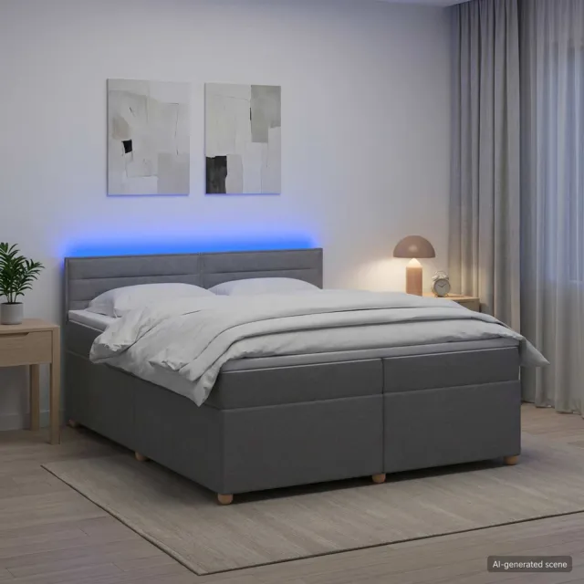 vidaXL Boxspringbed met matras Lichtgrijs 200 x 200 cm Stof