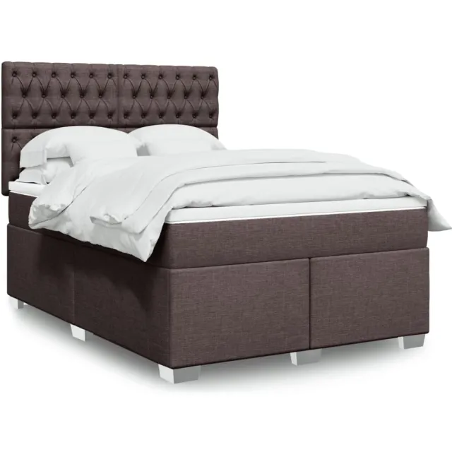 vidaXL Boxspring met matras stof donkerbruin 140x190 cm bruin