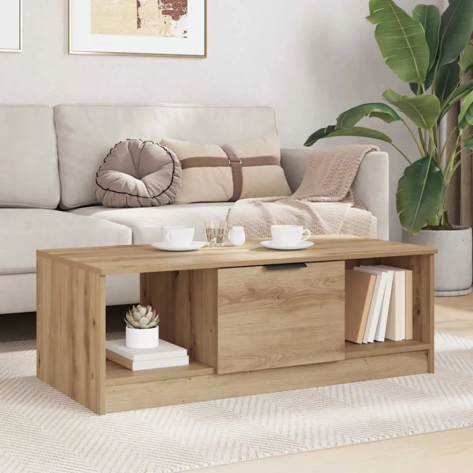 vidaXL Salontafel Artisan Eiken 102 x 50 x 36cm Bewerkt hout, foto 3