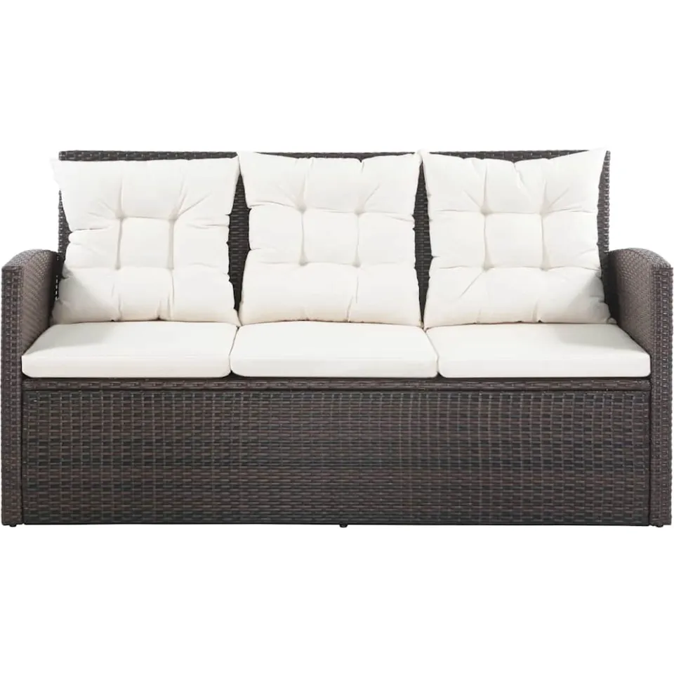 vidaXL 5-delige Loungeset met kussens poly rattan bruin, foto 3