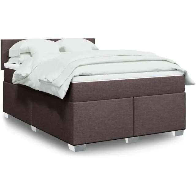 vidaXL Boxspring met matras stof donkerbruin 140x190 cm bruin