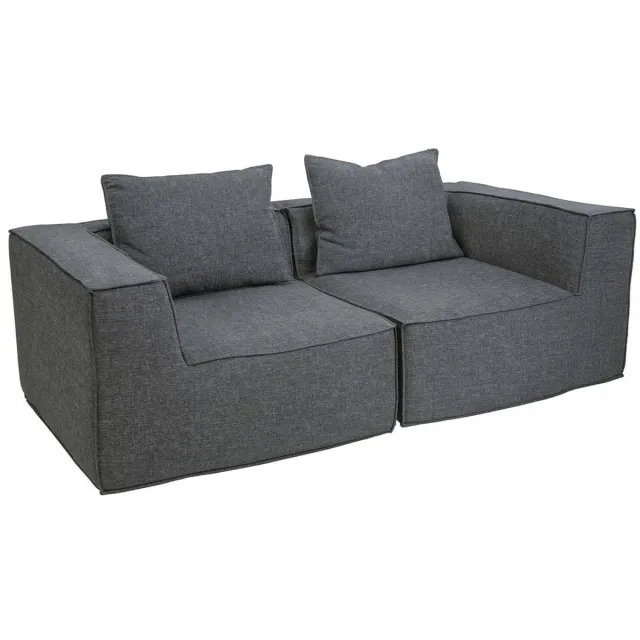 MCW 2-zitsbank/accessoires voor bank MCW-O54, bank 2-zits loungebank, modulair stof/textiel (300 g/m²) 63x194x97 cm ~ donkergrijs