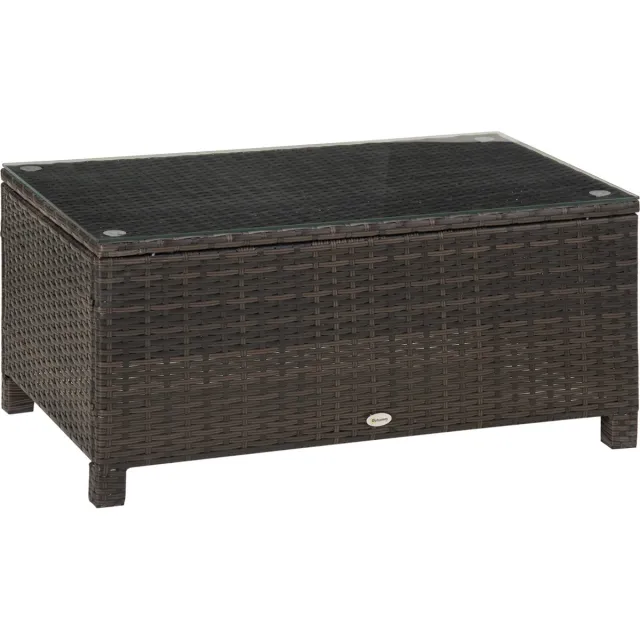 Outsunny bijzettafel - weerbestendig - pe-rotan - bruin