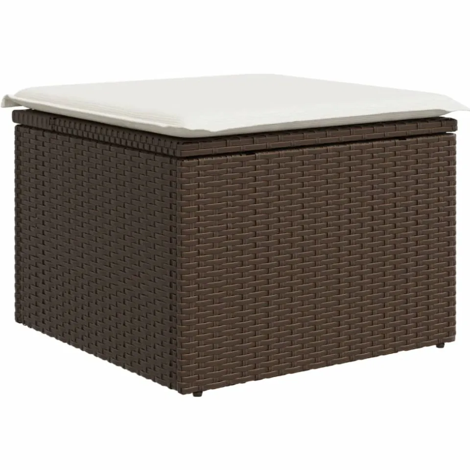 vidaXL Tuinkruk met kussen 55x55x37 cm poly rattan bruin