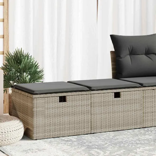 vidaXL 2-delige Loungeset met kussens poly rattan acacia lichtgrijs