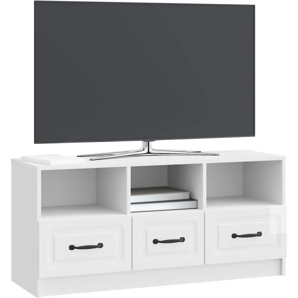 vidaXL TV-kast met lade Hoogglans Wit 102 x 34,5 x 47 cm Bewerkt hout