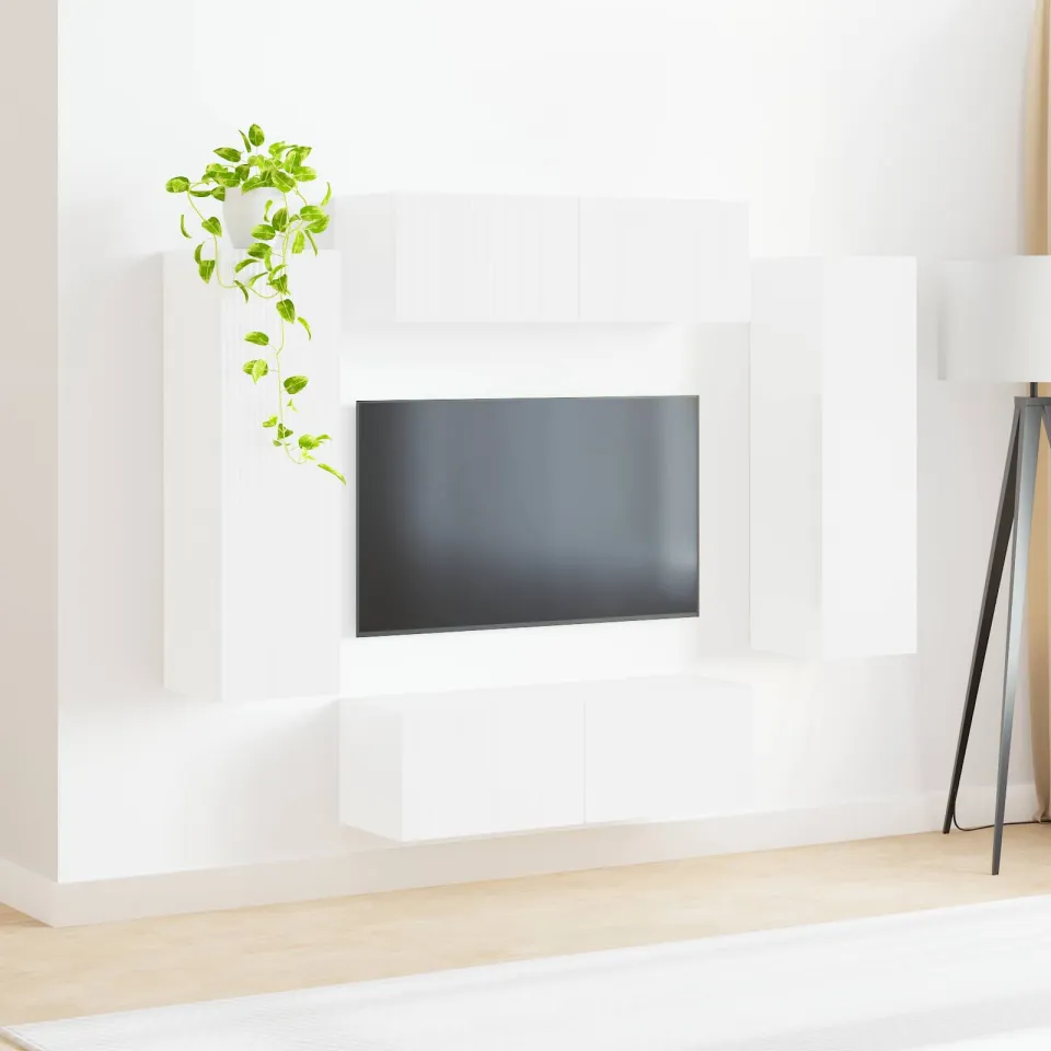 vidaXL TV Wandkast Set 4 st Hoogglans wit Bewerkt hout, foto 4
