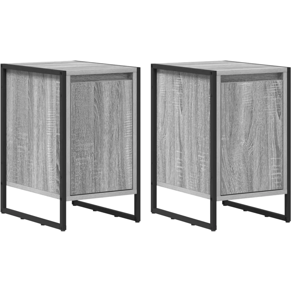 vidaXL Nachtkastje 2 st Grijs Sonoma 39,5 x 30 x 50 cm Bewerkt hout, foto 3