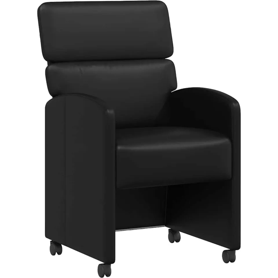 vidaXL Eetkamerstoelen met Wieltjes 2 st Kunstleer Zwart