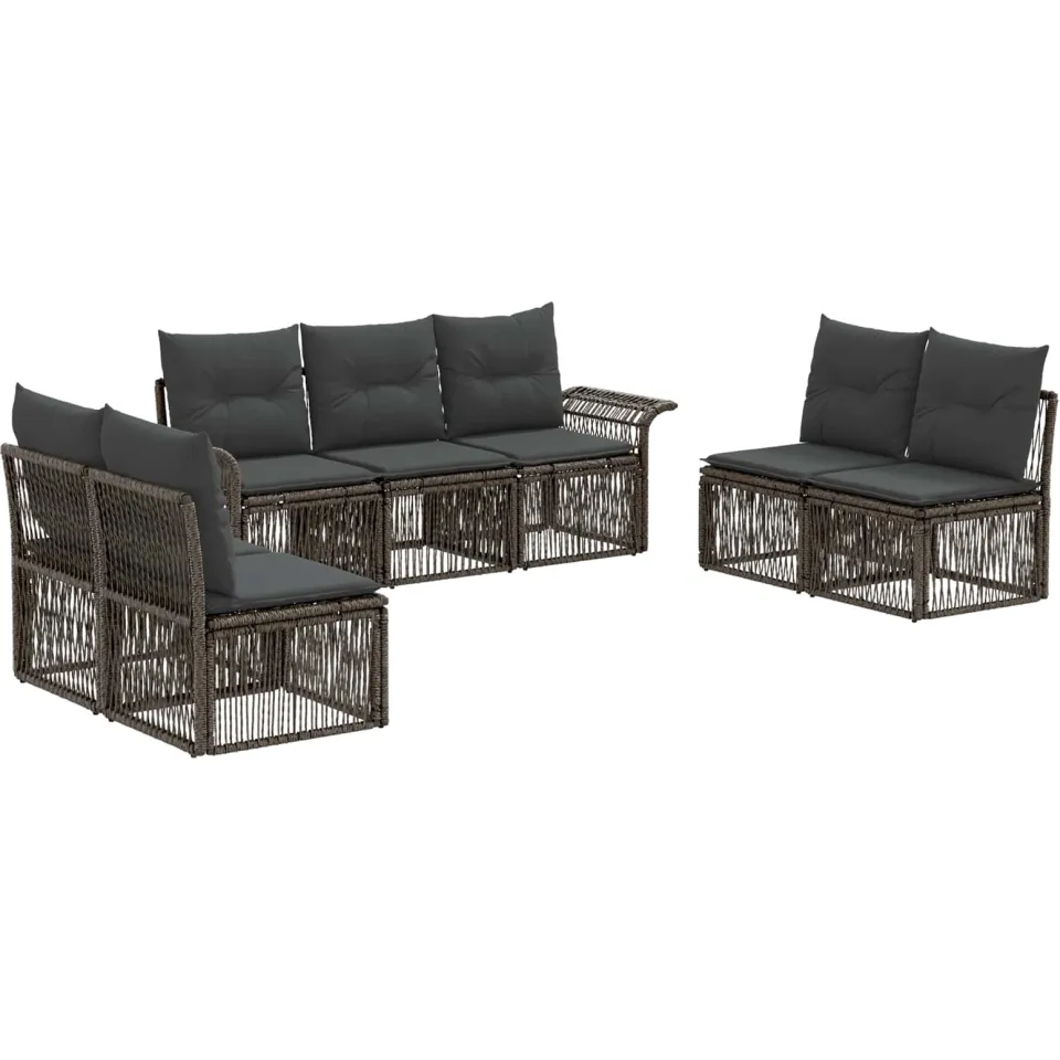 vidaXL Tuinbankenset 7 st 7-zits Grijs poly rattan, foto 3