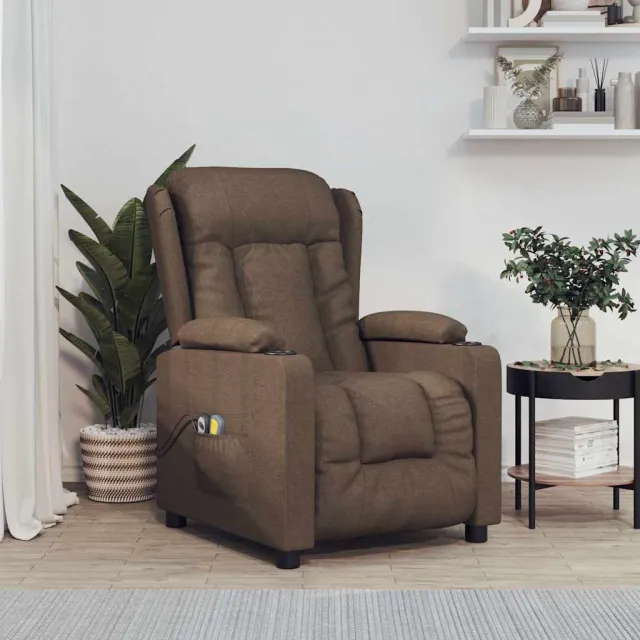 vidaXL Massagestoel elektrisch verstelbaar stof bruin, foto 2