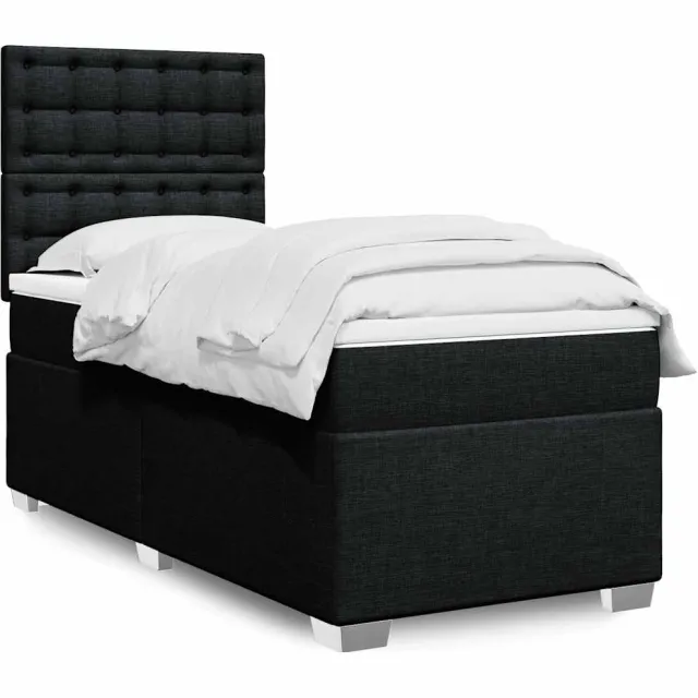 vidaXL Boxspring met matras stof zwart 90x190 cm
