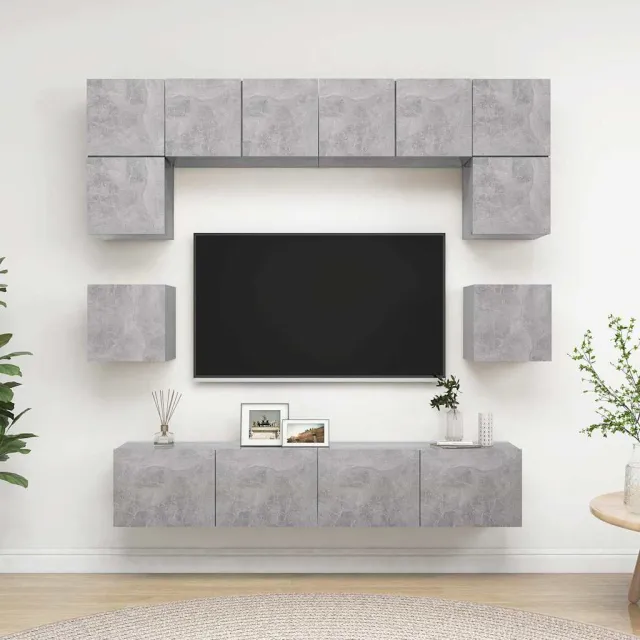 vidaXL 8-delige Tv-meubelset bewerkt hout betongrijs grijs, foto 2