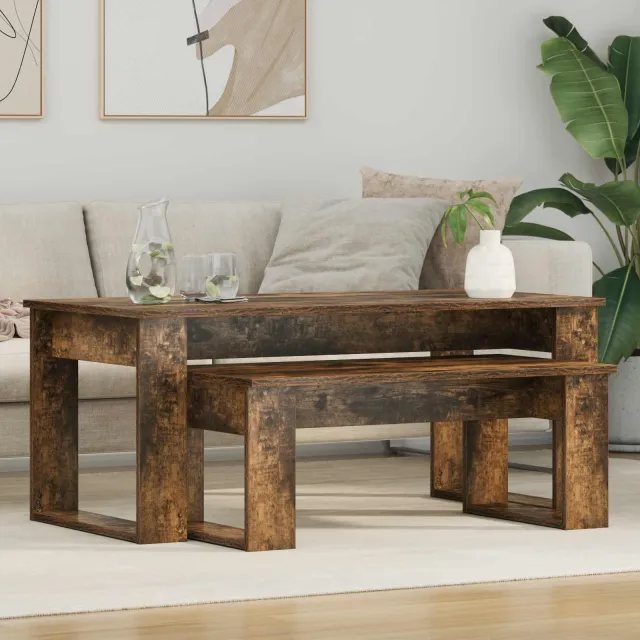 vidaXL Koffietafel Set 2 st Gerookt eiken 100 x 50 x 42 cm Bruin