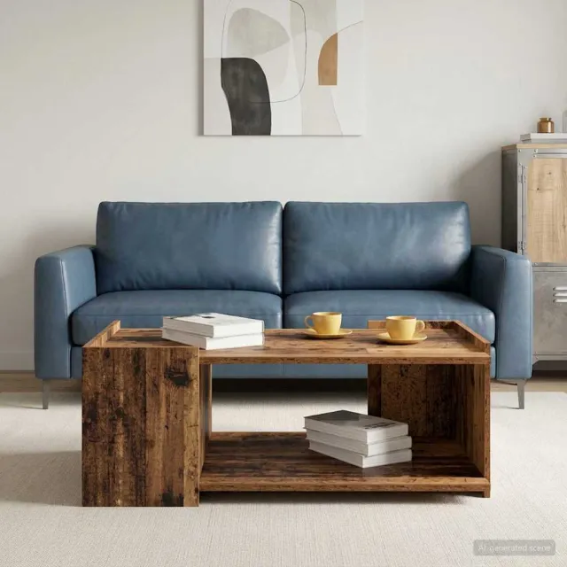 vidaXL Salontafel Oud hout 90 x 50 x 33 cm Bewerkt hout bruin, foto 2