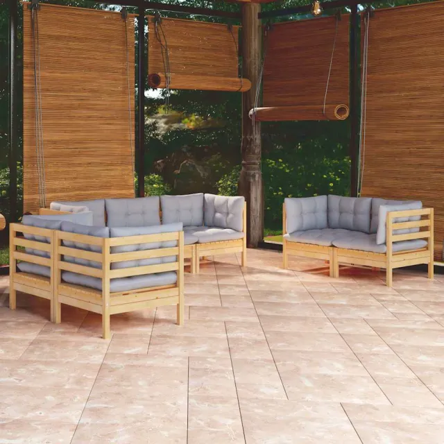 vidaXL 7-delige Loungeset met grijze kussens grenenhout grijs, foto 2