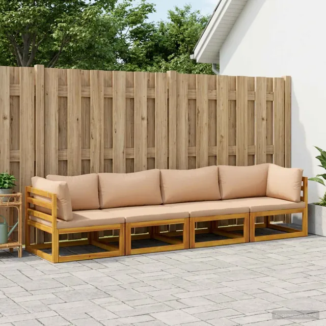 vidaXL Bankstel 4 st Naturel Massief Acaciahout Beige