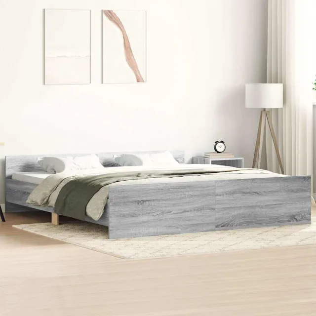 vidaXL Bedframe met hoofd- en voeteneinde grijs sonoma 200x200 cm
