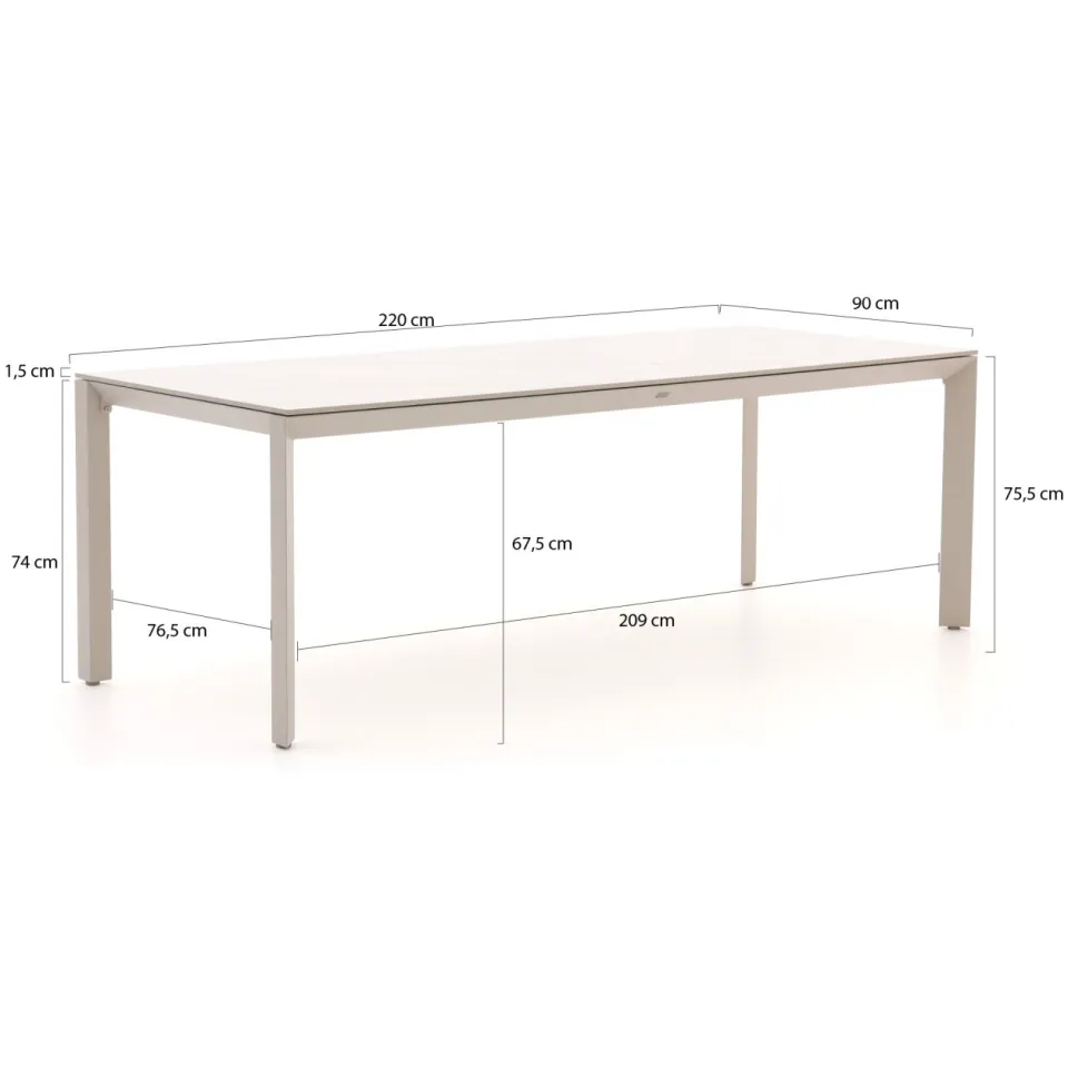 Bellagio tuinmeubelen Bellagio San Lupo/Sestino 220cm dining tuinset 7-delig taupe, foto 3