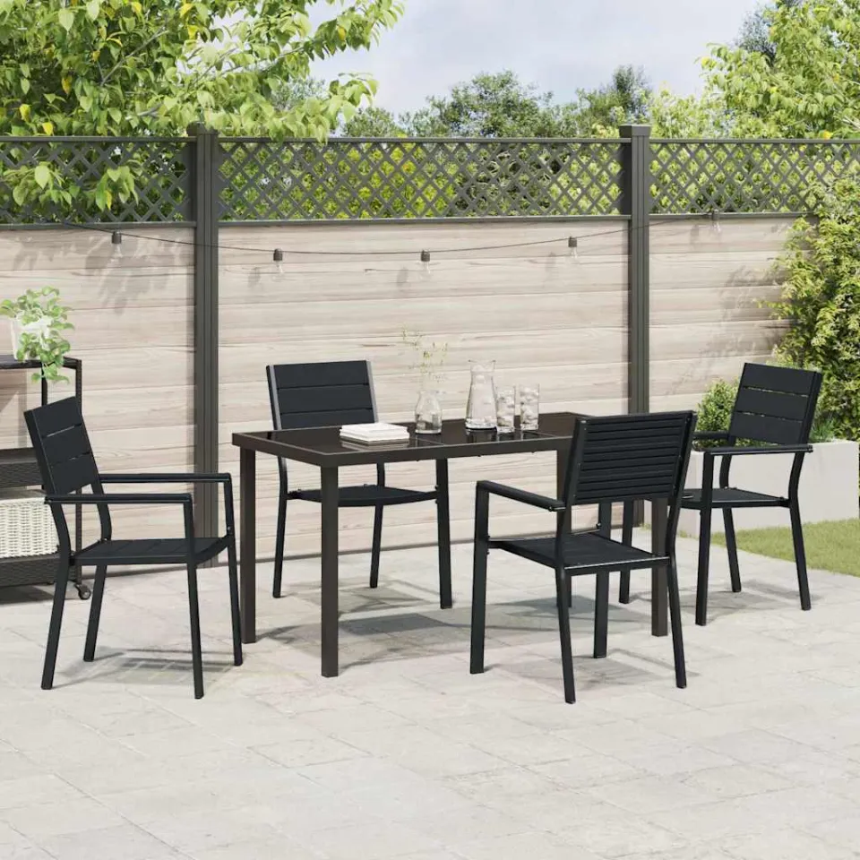 vidaXL Tuin eettafelset 5 st Zwart Gepoedercoat staal, foto 3