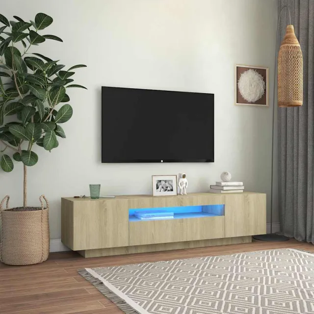 vidaXL Tv-meubel met LED-verlichting 160x35x40 cm sonoma eikenkleurig Bruin