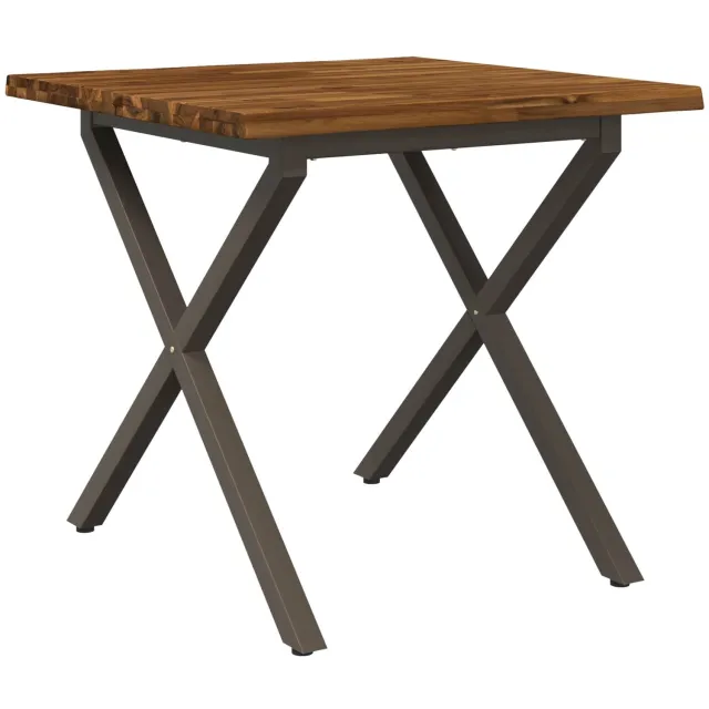 vidaXL Eettafel - met - levendige - rand - 80 - x - 80 - x - 75 - cm - Massief - Acacia - Hout Natuurlijk, koffie