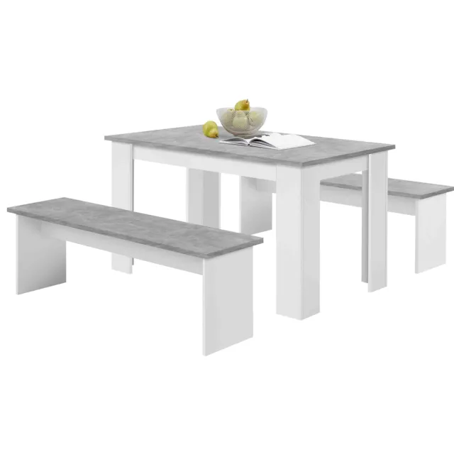 Eettafelset Nebraska beton Grijs | Wit
