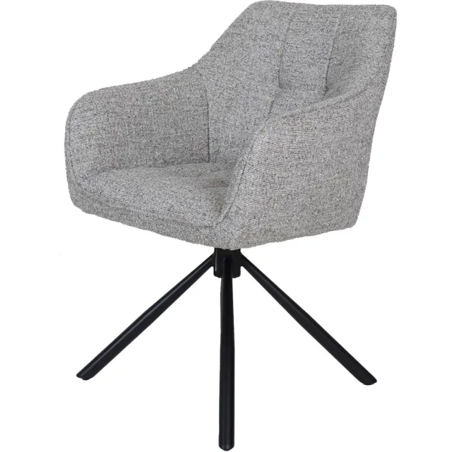 Home67 Eetkamerstoel Chris - Taupe 22 - Draaibare Design Eetkamerstoel met Armleuning in Hotel Chique Stijl met Spinpoot