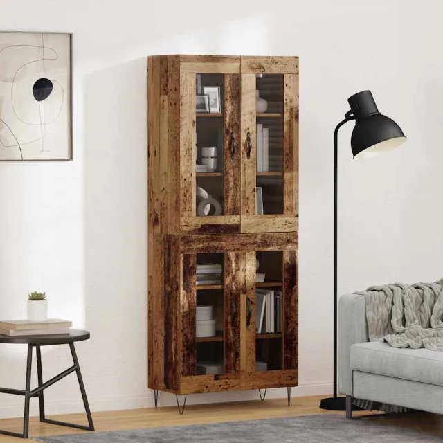 vidaXL Hoge kast Oud Hout 69,5 x 34 x 90 cm Bewerkt hout bruin, foto 2