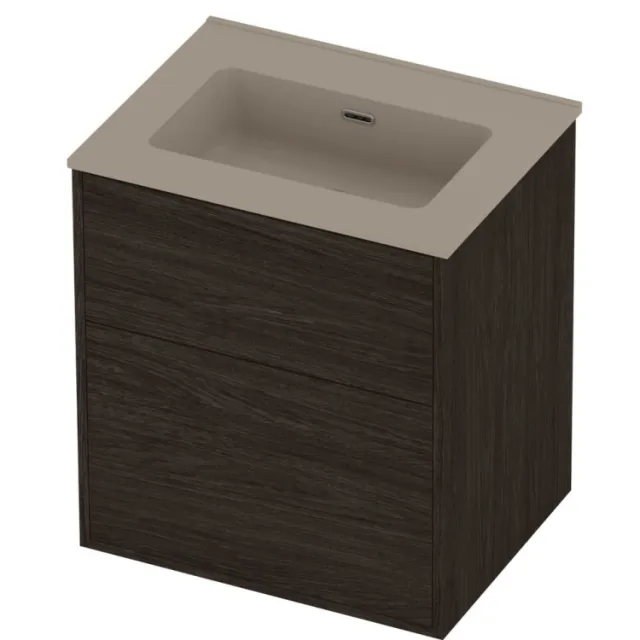 Proline Tribute Badmeubelset Porselein Elegant In Kader 60x46x67 cm Mat Crème Cotton Mokka Oak Eiken