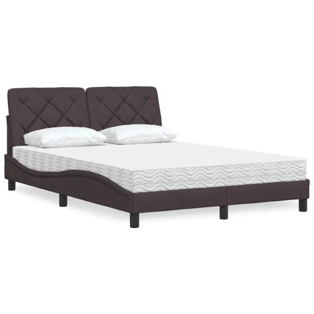 vidaXL Bed met matras stof donkerbruin 120x200 cm