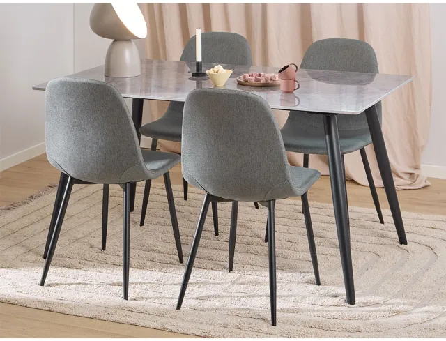 Giga Living Eetkamerset Darren Keramiek Nesia Donkergrijs 140cm - Giga Living